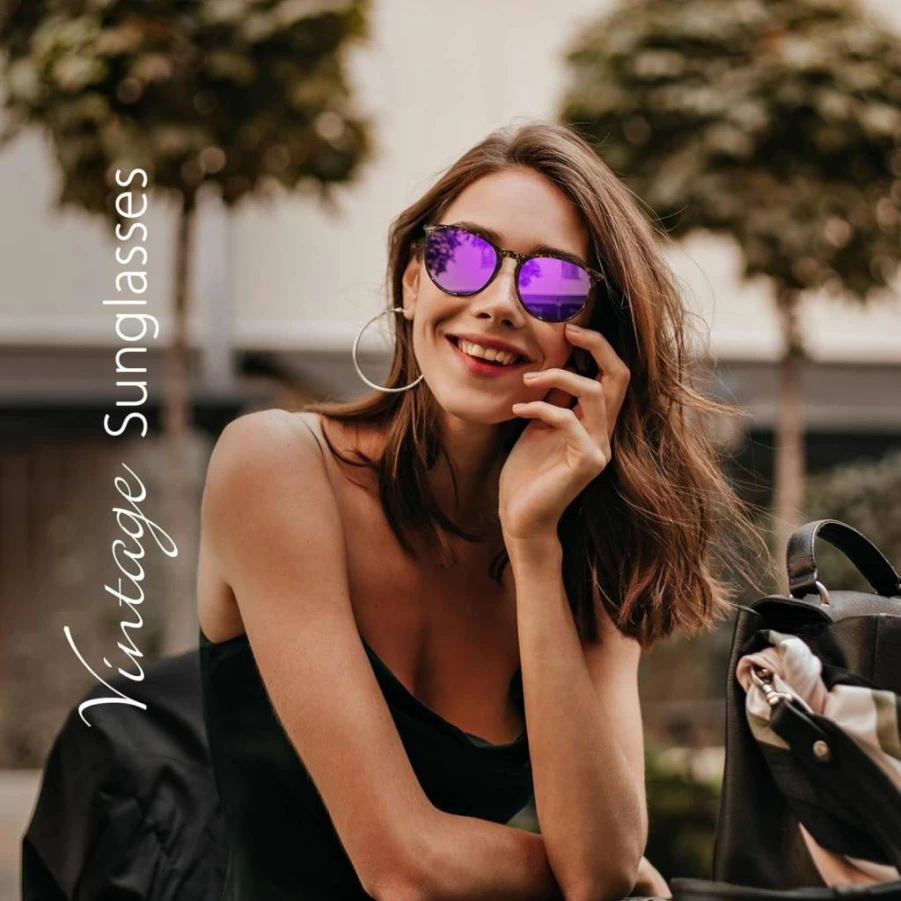 WOWSUN Retro Round Sunglasses for Women 2024 - Vintage Classic Trendy Eyewear