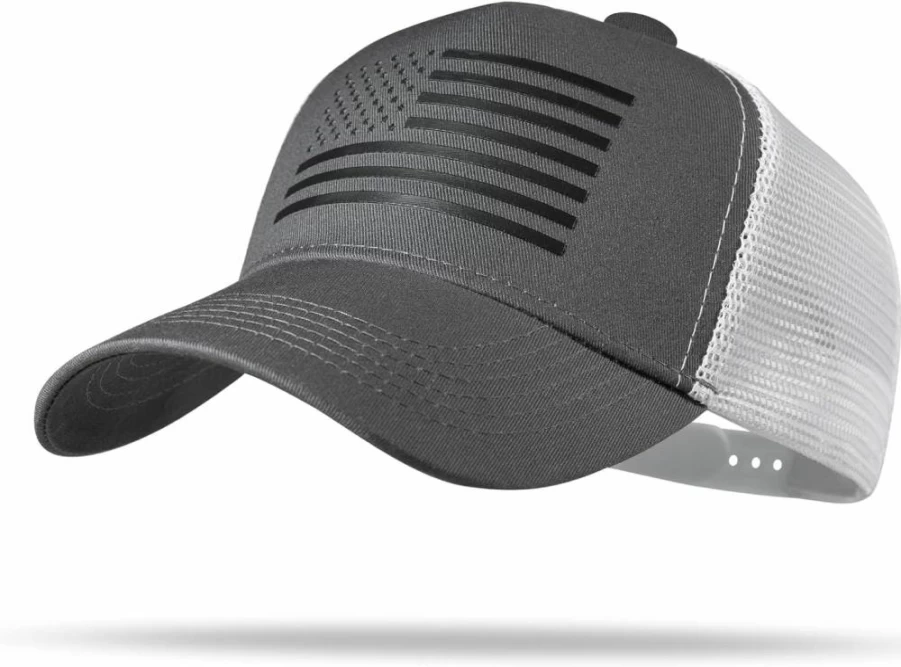 RONGJUN American Flag Snapback Trucker Hat - Adjustable Mesh Baseball Cap for Men & Women - Breathable Casual Wear Unisex Cap