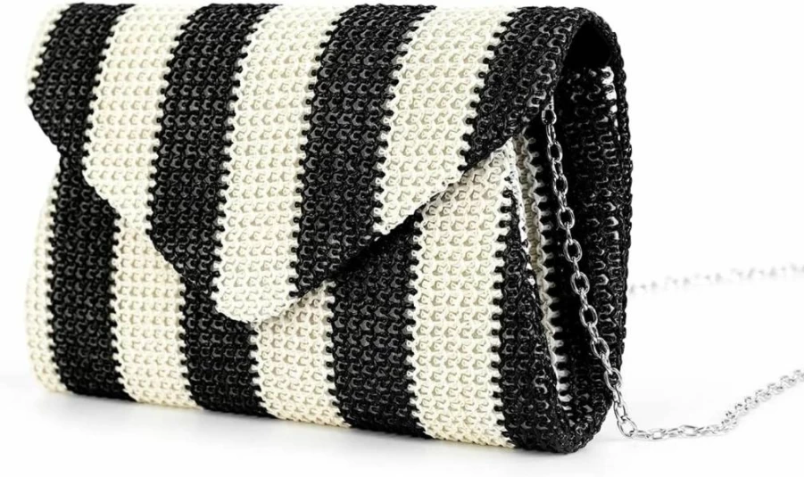 Obosoyo Woven Straw Crossbody Bag for Women - Summer Beach Clutch Purse with Shoulder Strap