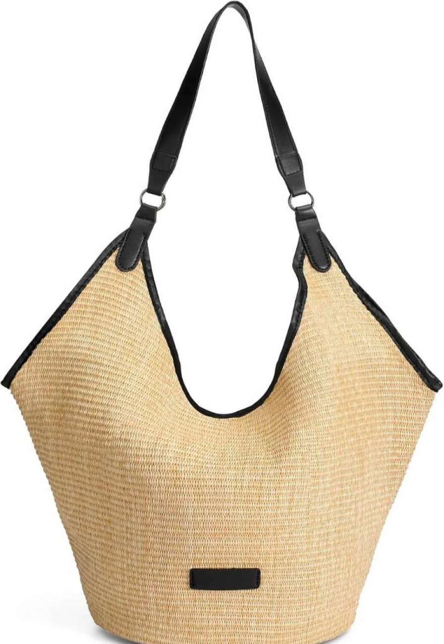 Pleneal Crochet Beach Tote Bag for Women - Soft Woven Summer Shoulder Purse for Vacation, Travel, and Outdoor Activities