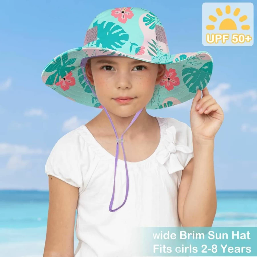 ICOSY Unicorn Sun Hat for Toddler Girls & Boys 2-8 Years, UPF 50+ UV Protection Wide Brim Bucket Hat, Summer Beach Fishing Hat for Kids