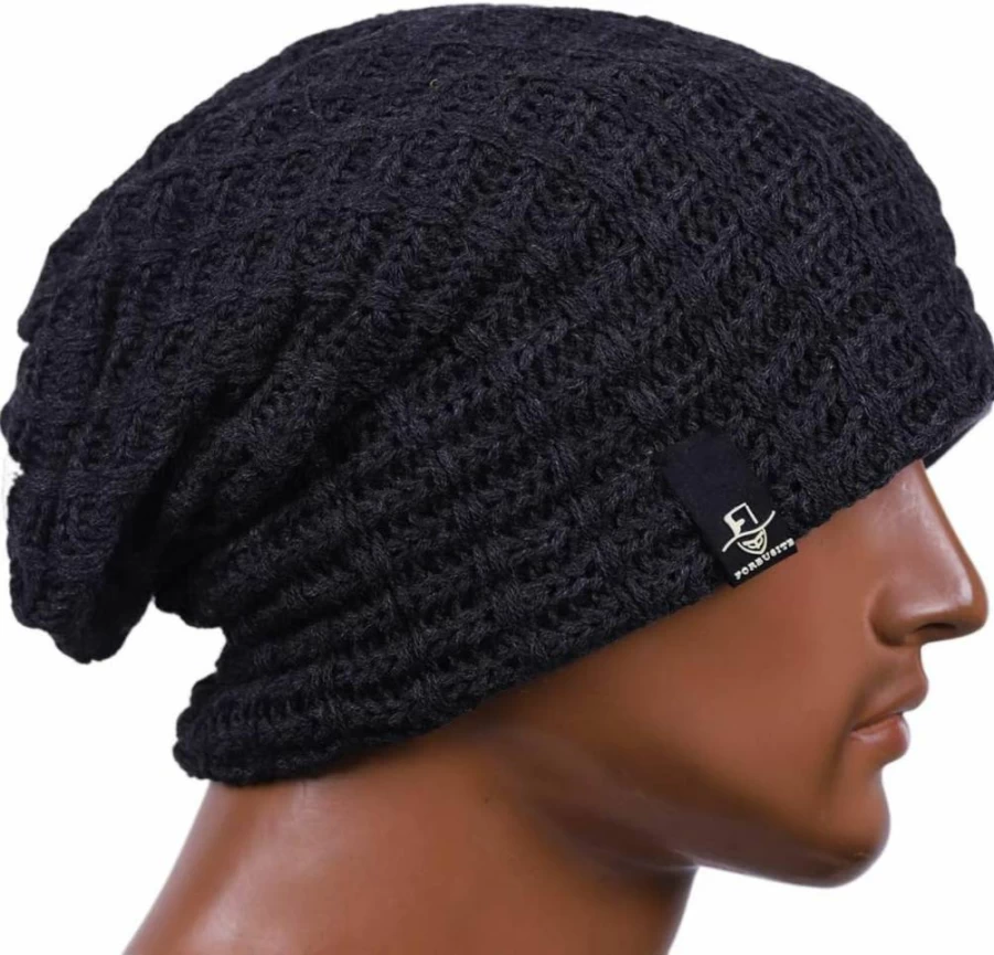 FORBUSITE Men's Oversized Slouchy Beanie Knit Cap for Winter & Summer - Soft Stretchable Unisex Skull Cap