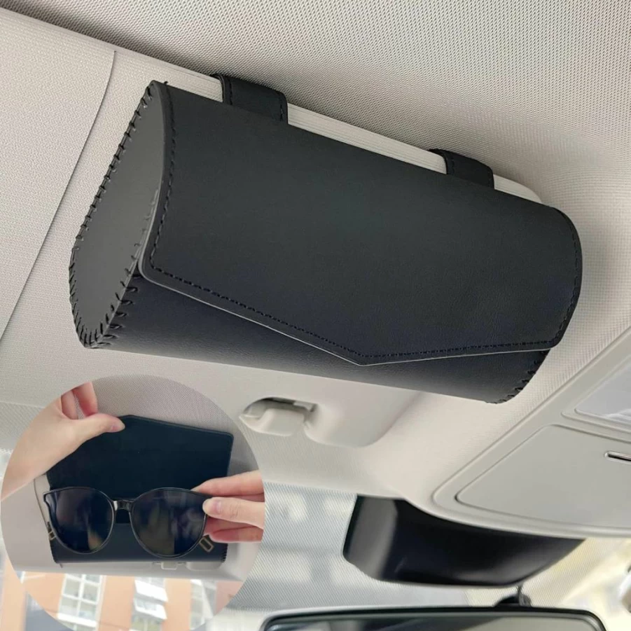 KEKIMO Universal Magnetic Car Visor Sunglasses Holder – Black Organizer Case for Multiple Glasses, Men & Women Auto Accessories