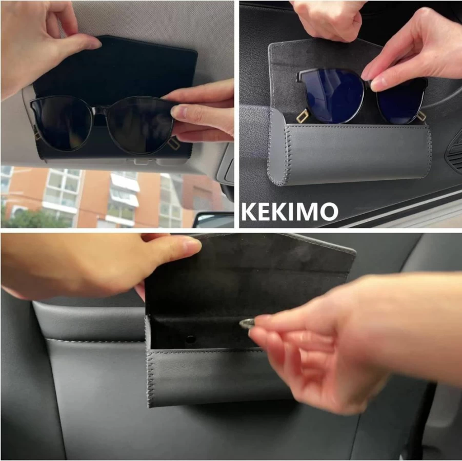 KEKIMO Universal Magnetic Car Visor Sunglasses Holder – Black Organizer Case for Multiple Glasses, Men & Women Auto Accessories