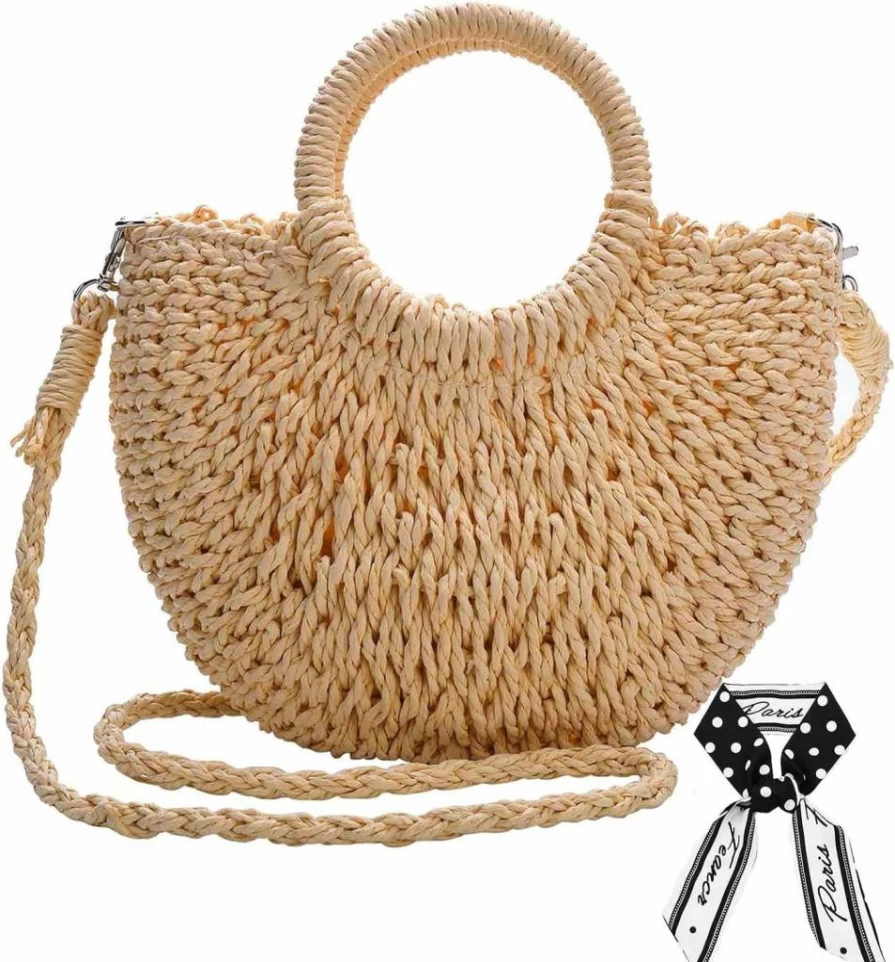 Dailyacc Woven Straw Shoulder Bag for Women - Beach Clutch Purse & Envelope Wallet