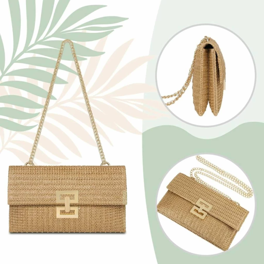 Liadreem Straw Clutch Purse for Women - Designer Beach Handbag, Summer Crossbody Bag, Elegant Evening Shoulder Bag