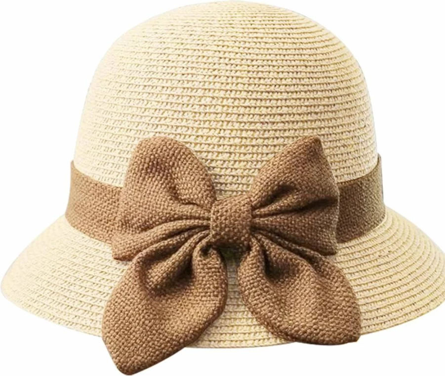 POUDAY Women's Vintage 1920s Cloche Sun Hat - Foldable Straw Summer Hat for Beach, Vacation, and Outdoor Activities