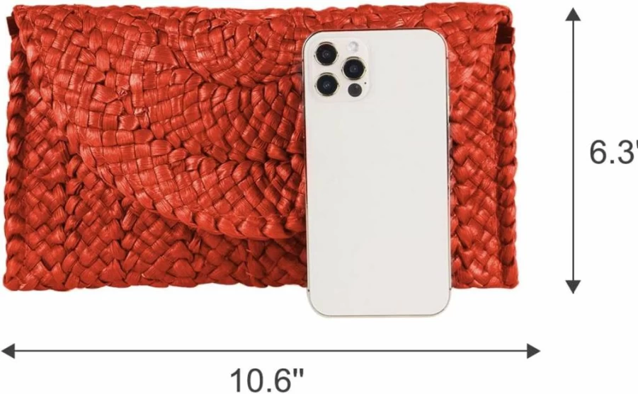 Freie Liebe Woven Straw Clutch Purse for Women - Summer Beach Envelope Handbag