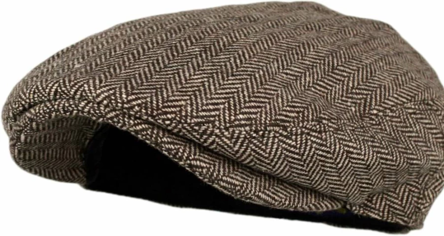 Wonderful Fashion Men's Classic Herringbone Tweed Wool Blend Newsboy Ivy Cap – Charcoal, Large/X-Large Size