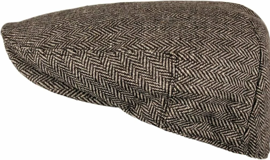 Wonderful Fashion Men's Classic Herringbone Tweed Wool Blend Newsboy Ivy Cap – Charcoal, Large/X-Large Size