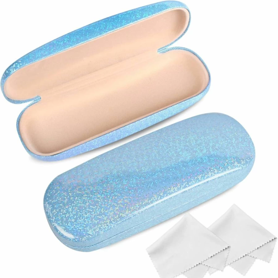 Joyberg 2 Pack Hard Shell Glasses Case with Cleaning Cloth, Durable Eyeglass Holder for Most Frames