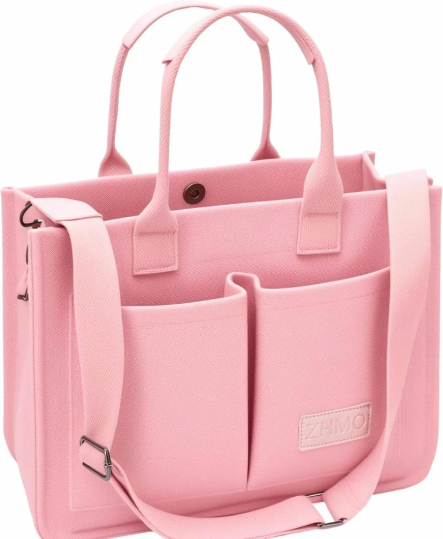 ZHMO Large Canvas Tote Bag for Women with Multiple Compartments - Stylish Crossbody Work Laptop Bag, Spacious Book Satchel & Everyday Handbag Purse