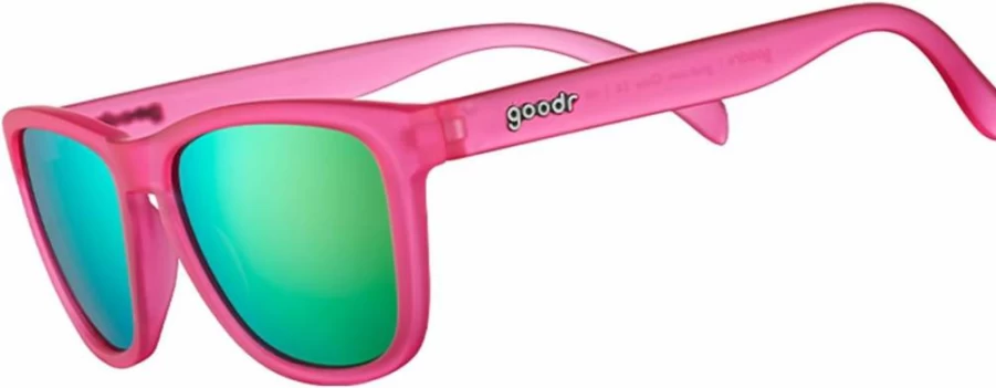 Goodr Flamingos On A Booze Cruise Polarized Sunglasses - Pink Translucent Frames, Teal Mirrored Lens, UV400 Protection, No Slip, No Bounce, Unisex Medium Fit