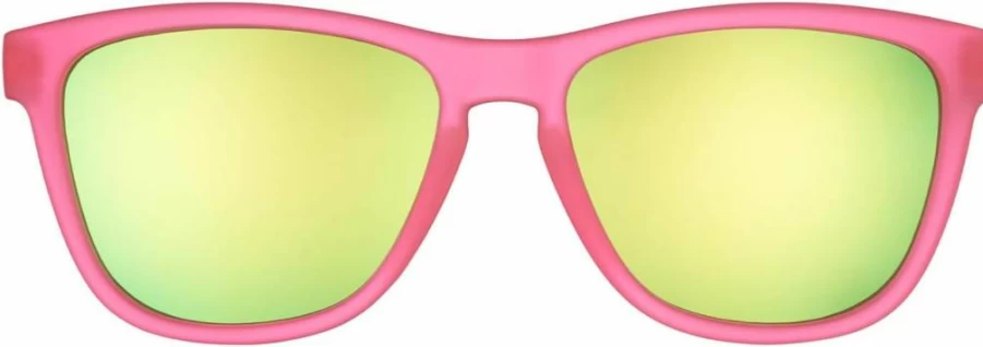 Goodr Flamingos On A Booze Cruise Polarized Sunglasses - Pink Translucent Frames, Teal Mirrored Lens, UV400 Protection, No Slip, No Bounce, Unisex Medium Fit