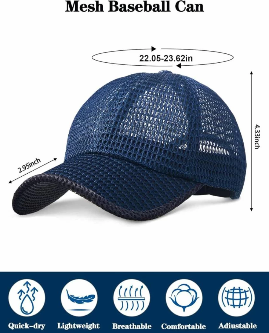 ROLVNHTV 4-Pack Breathable Mesh Baseball Caps for Men & Women - Summer Cooling, Quick-Dry Running Hats for Outdoor Sports