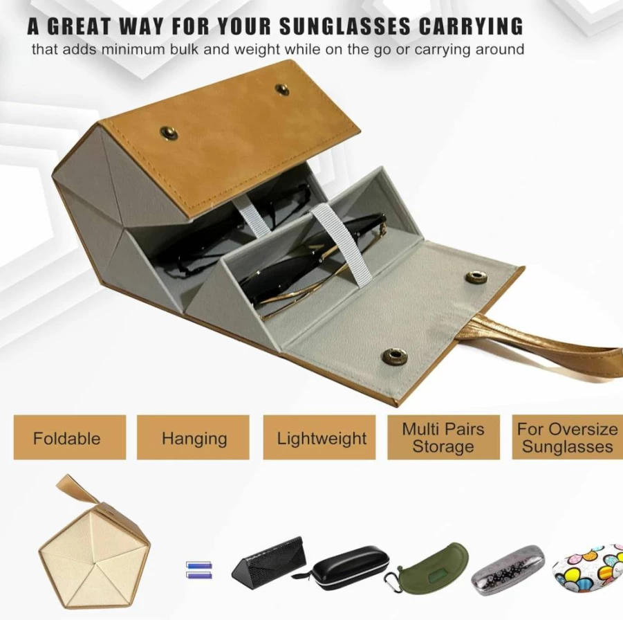 LONGJET 5-Slot Hanging Sunglasses Organizer Case – Travel Eyeglasses Storage Box & Eyewear Holder for Multiple Pairs – LJ Series by LONGJET CRAFTING THE CORE