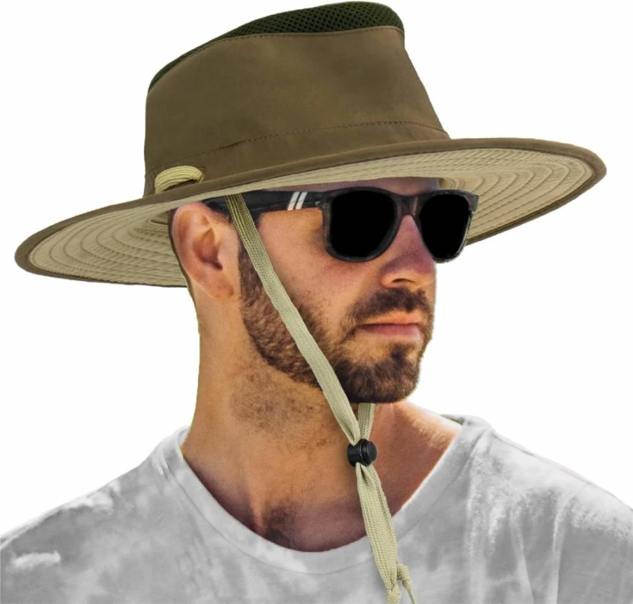 SUN CUBE Wide Brim Sun Hat for Men & Women - UPF 50+ UV Protection Safari Boonie Hat for Hiking, Outdoor & Travel