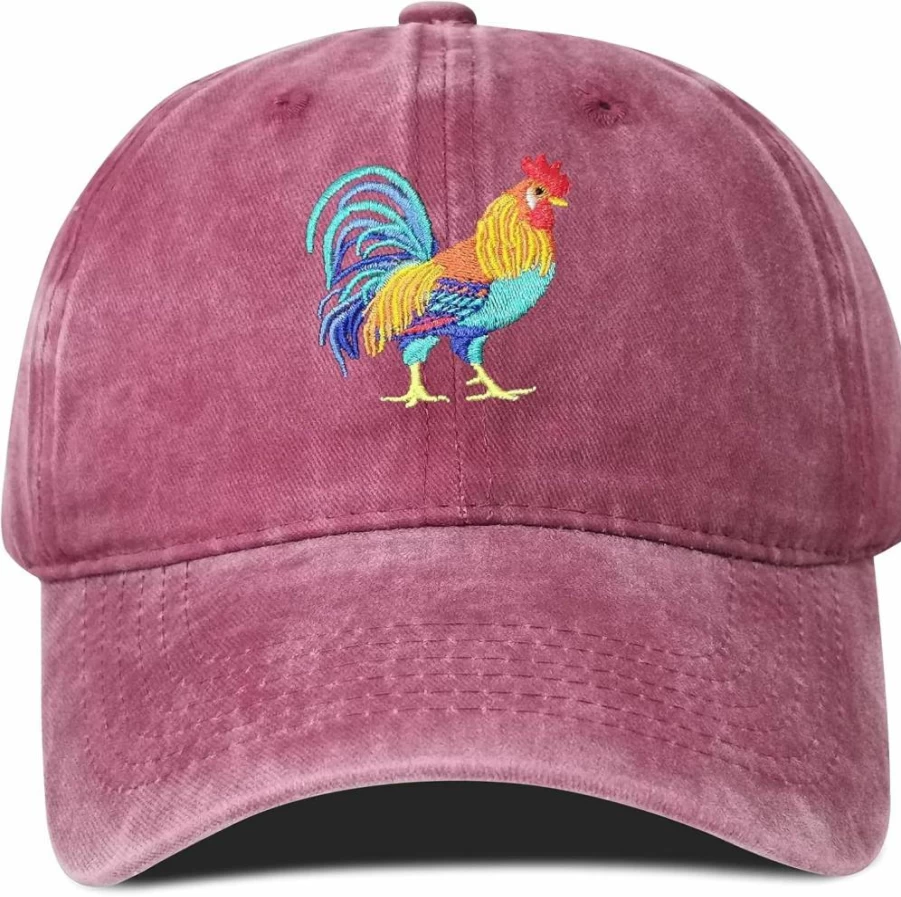 Hepandy Rooster Embroidery Hat - Handmade Chicken Design Cap for Men and Women