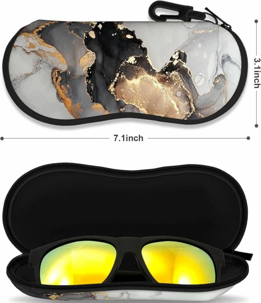 NPOOYI Ultra Lightweight Neoprene Sunglasses Case with Zipper - Portable Soft Glasses Pouch for Men & Women