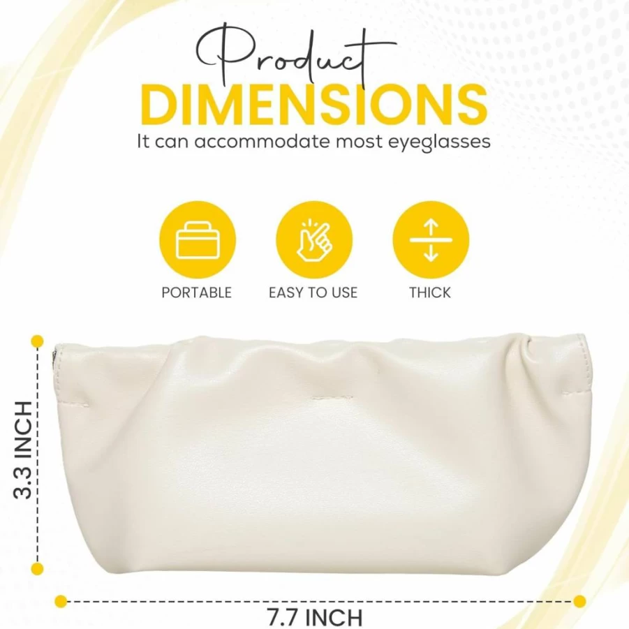 COMF-PRO Premium Soft PU Leather Sunglasses Pouch - Portable Squeeze Top Eyewear Case Organizer for Glasses (2 Pack)