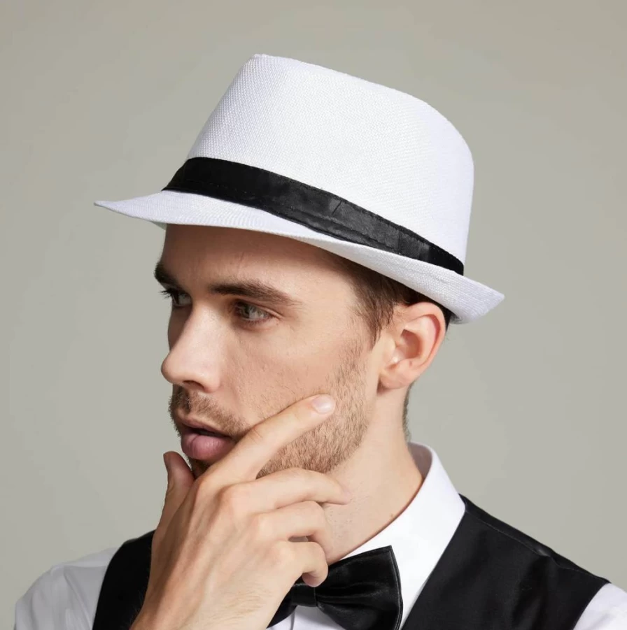 Gionforsy 5 Pack Classic 1920s Fedora Hats for Men & Women - Summer Short Brim Panama Beach Hats
