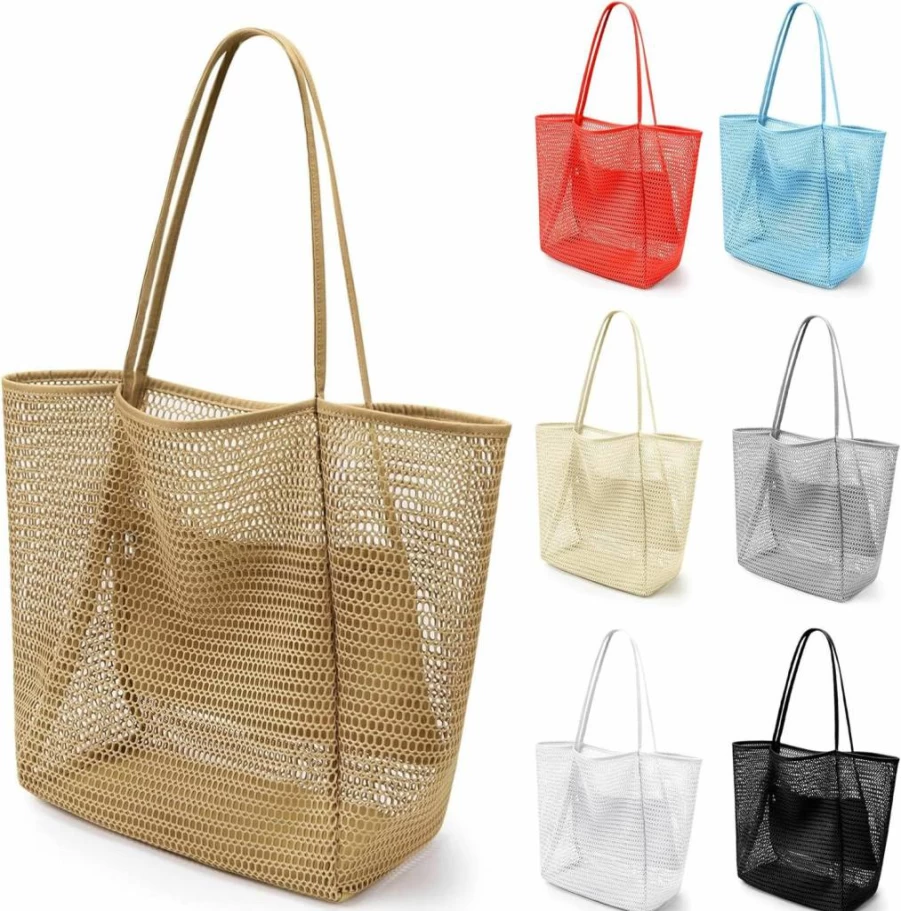 VOROLO Women's Crochet Hobo Shoulder Bag - Lightweight Mesh Beach Tote for Summer, Boho Fairycore Casual Handbag
