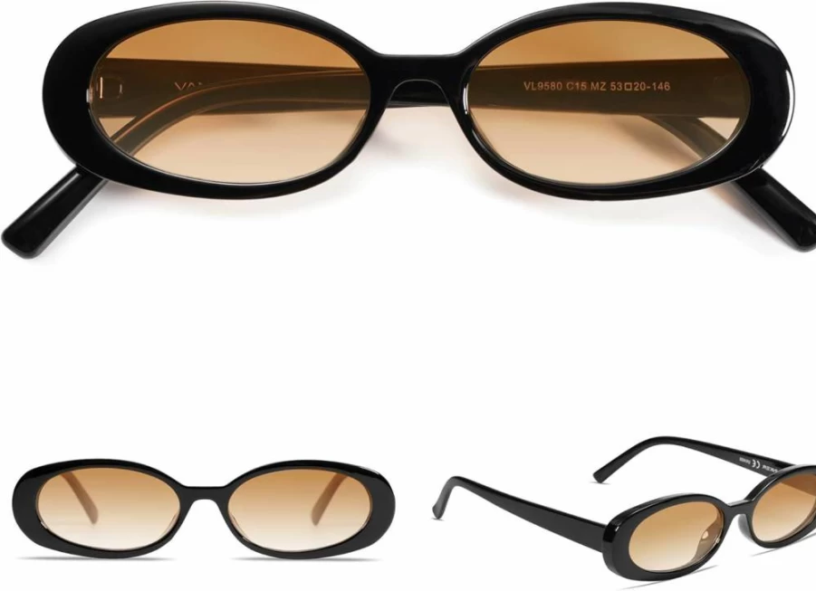 VANLINKER VL9580 Retro 90s Oval Sunglasses for Women & Men - Polarized Small Frame Vintage Style