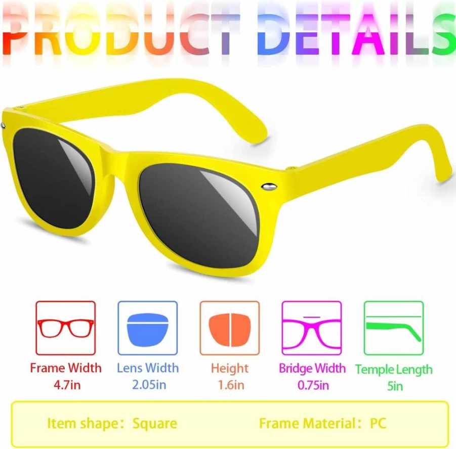 INNOCHEER Kids UV400 Protection Sunglasses - Neon Party Eyewear for Boys & Girls, Birthday Gift, Outdoor Activities
