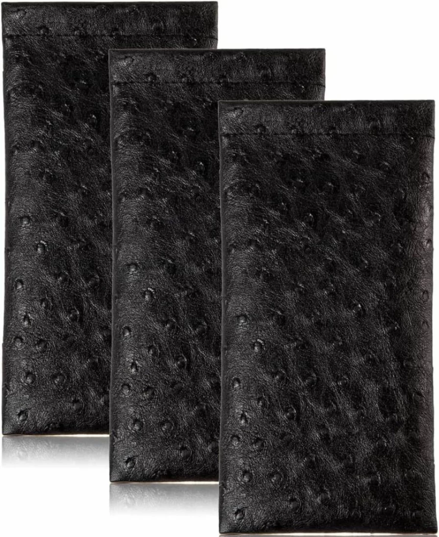 TRIUMPH VISION Leather Sunglasses Pouch Holder - 3 Pack Spring Storage Case for Glasses