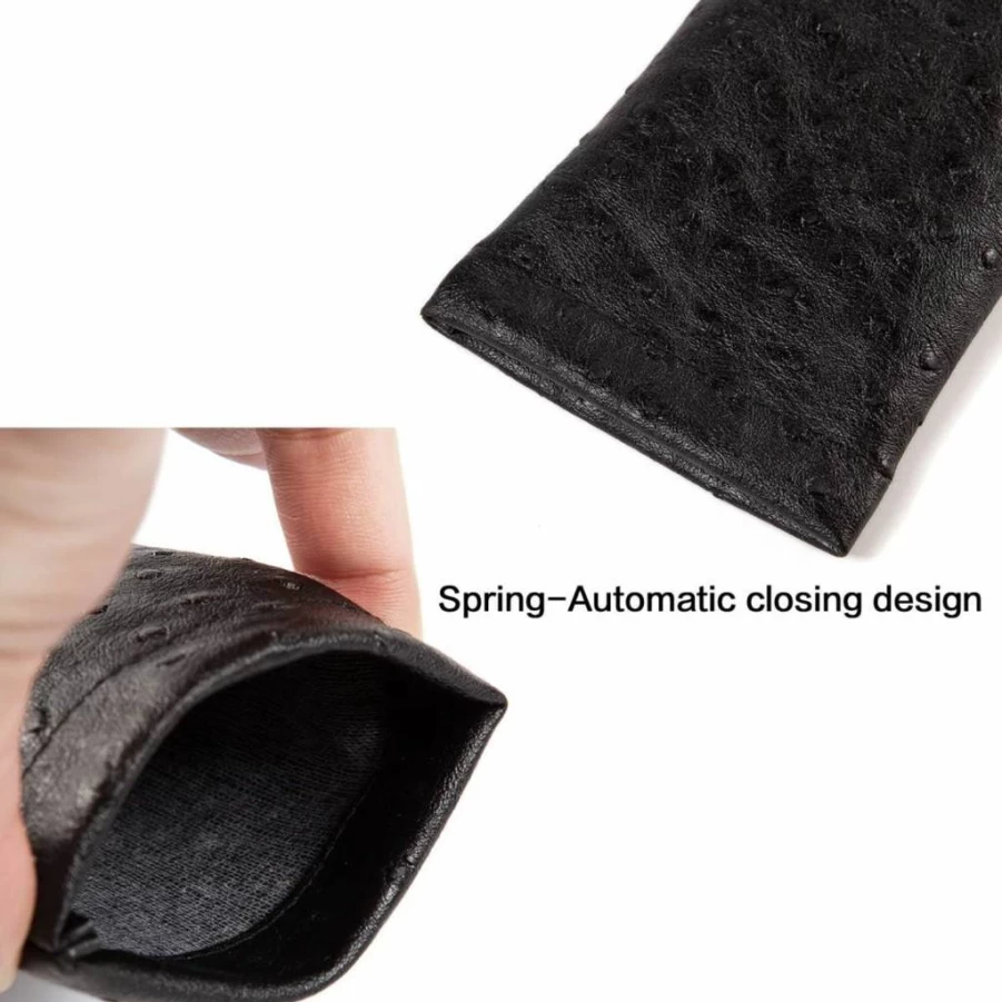 TRIUMPH VISION Leather Sunglasses Pouch Holder - 3 Pack Spring Storage Case for Glasses