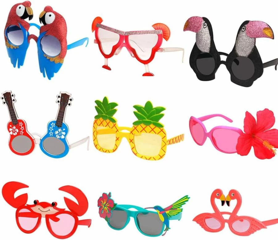 Ocean Line Hawaiian Luau Party Sunglasses - 12-Pack Tropical Themed Fun Glasses for Summer Beach Parties, Kids Favor, Fancy Dress Costume Accessories & Decorations