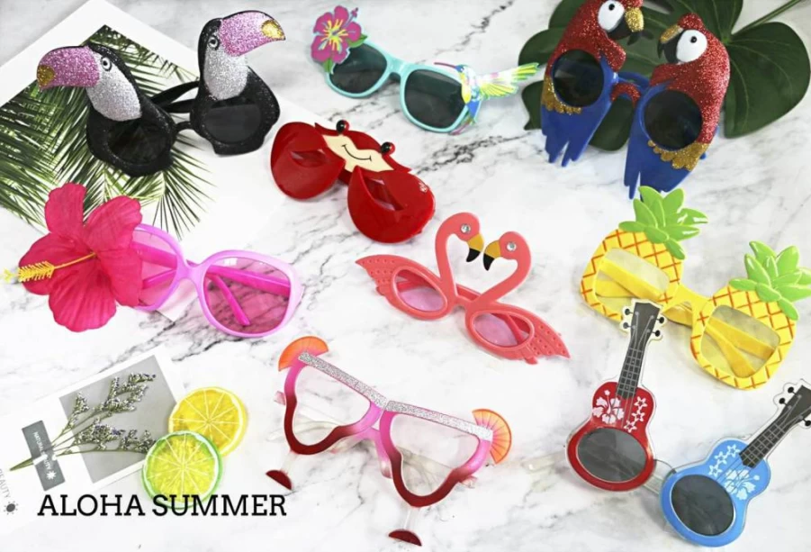 Ocean Line Hawaiian Luau Party Sunglasses - 12-Pack Tropical Themed Fun Glasses for Summer Beach Parties, Kids Favor, Fancy Dress Costume Accessories & Decorations