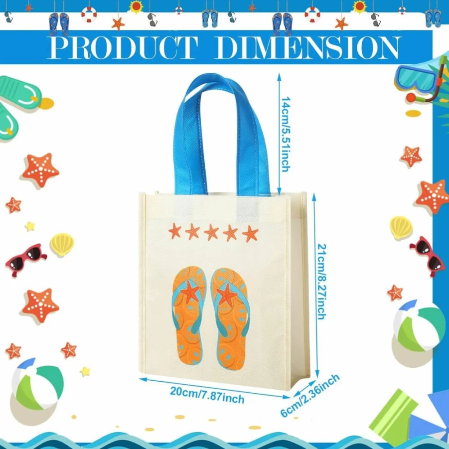 Kacctyen 24 Pack Reusable Beach Tote Bags for Kids - Summer Party Favors, Tropical Travel Bags, Pool Party Gifts Bulk, End of Year School Gifts