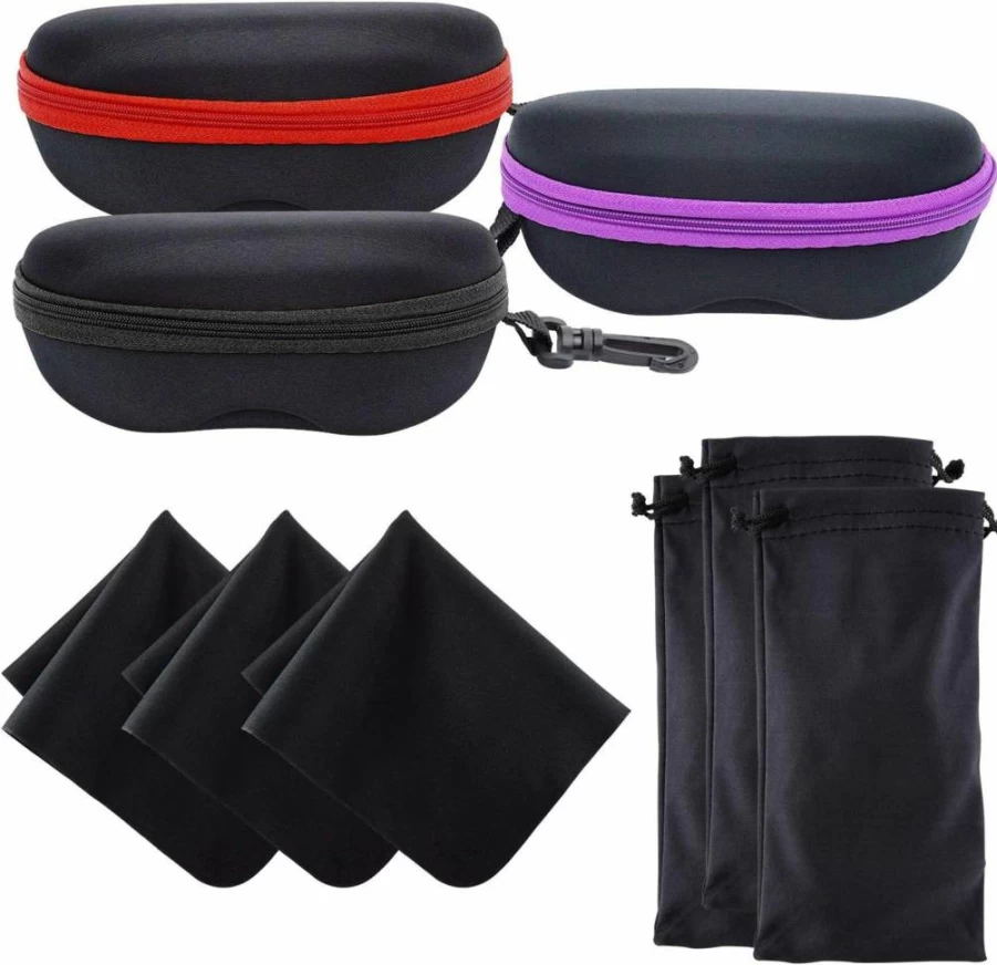 INNOLIFE Hard Shell Sunglasses Case with Zipper, Portable Travel Eyewear Storage with Plastic Hook for Men and Women