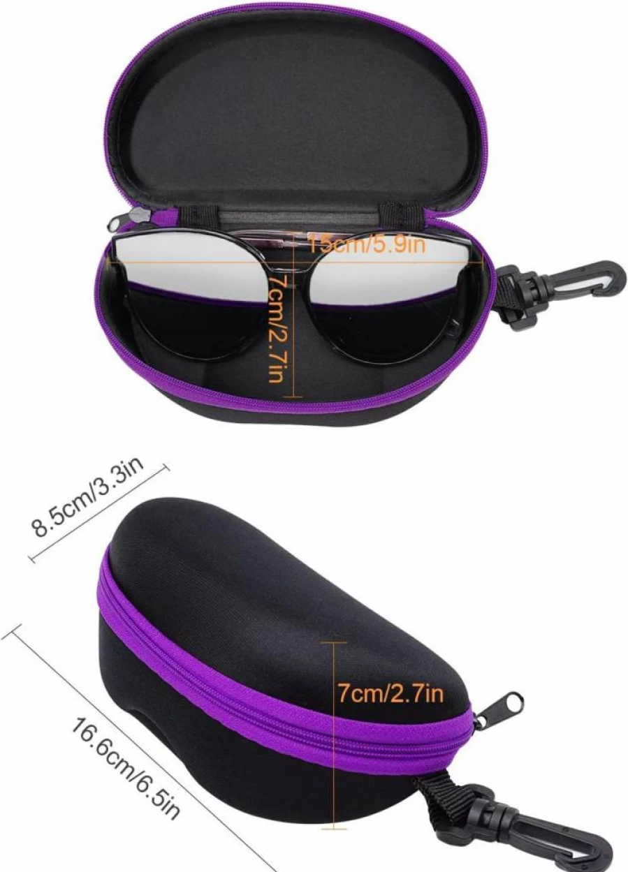 INNOLIFE Hard Shell Sunglasses Case with Zipper, Portable Travel Eyewear Storage with Plastic Hook for Men and Women