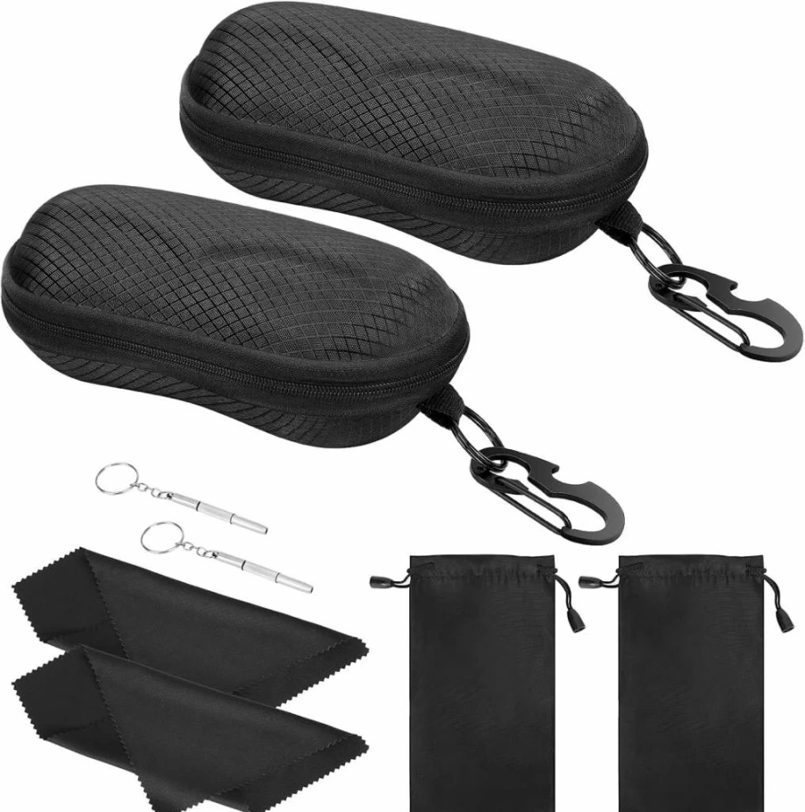MoKo Semi-Hard Shell Sunglasses Case with Metal Hook - Durable Protective Eyewear Holder for Men & Women
