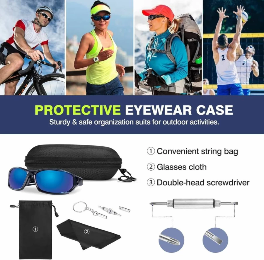 MoKo Semi-Hard Shell Sunglasses Case with Metal Hook - Durable Protective Eyewear Holder for Men & Women