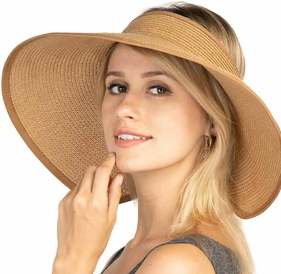 UOUDIO Women's Foldable Wide Brim Sun Hat with Bowknot - UPF 50+ Straw Visor Beach Hat for Summer, Cruise & Outdoor Activities