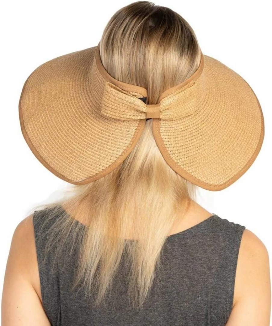 UOUDIO Women's Foldable Wide Brim Sun Hat with Bowknot - UPF 50+ Straw Visor Beach Hat for Summer, Cruise & Outdoor Activities