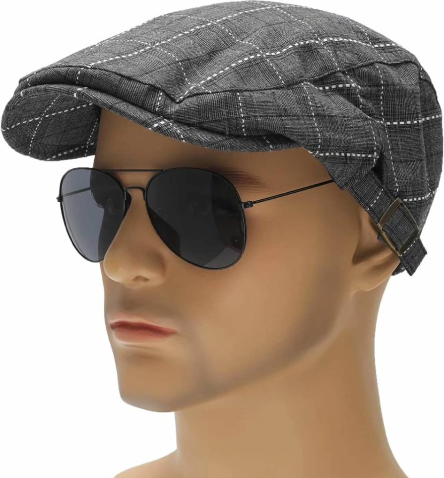 ZLYC Men's Classic Cotton Flat Cap – Summer Ivy Gatsby Newsboy Beret for Driving & Hunting
