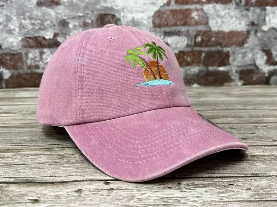 Hepandy Embroidered Palm Tree Summer Hats for Men and Women - Breathable Cotton Beach Sun Hat