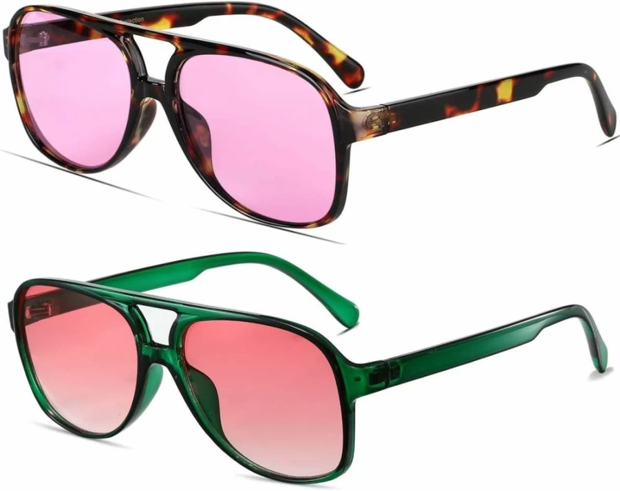 Freckles Mark Retro 70s Vintage Square Aviator Sunglasses for Women & Men – Classic Oversized Trendy Eyewear