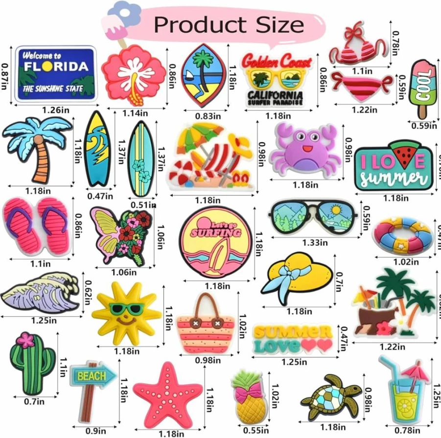 YMO Summer Beach Bag Charms - Cute Rubber Decorations Compatible with Bogg Bags & Simply Southern for Women and Girls