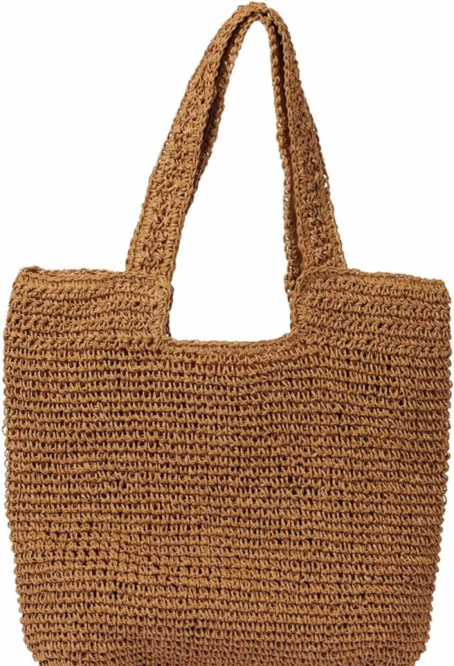 GOLDTIMO Women's Large Straw Beach Tote Bag - Soft Woven Summer Vacation Purse, Lightweight Shoulder Handbag for Outdoor Travel
