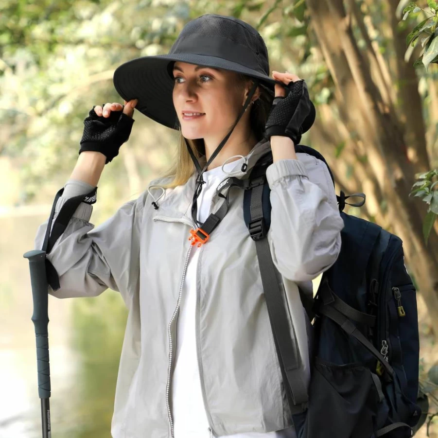 HUAMULAN UV Protection Wide Brim Sun Hat for Men & Women - Breathable Summer Outdoor Hat for Fishing, Hiking, Beach, and Gardening