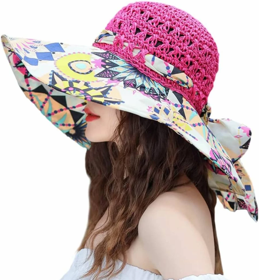 PENINSULA LOVE Women's Summer Wide Brim Floppy Beach Hat - UV Protection, Foldable & Flower Design