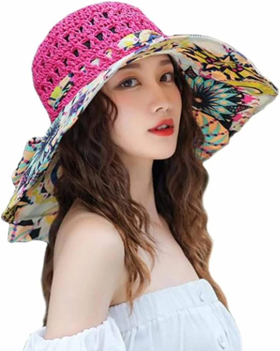 PENINSULA LOVE Women's Summer Wide Brim Floppy Beach Hat - UV Protection, Foldable & Flower Design