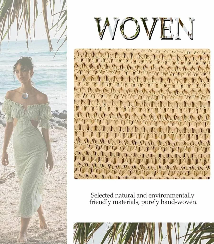 BaiYouDa Woven Straw Crossbody Bag for Women - Adjustable Strap Chic Beach Shoulder Purse Summer Hobo Handbag 2025