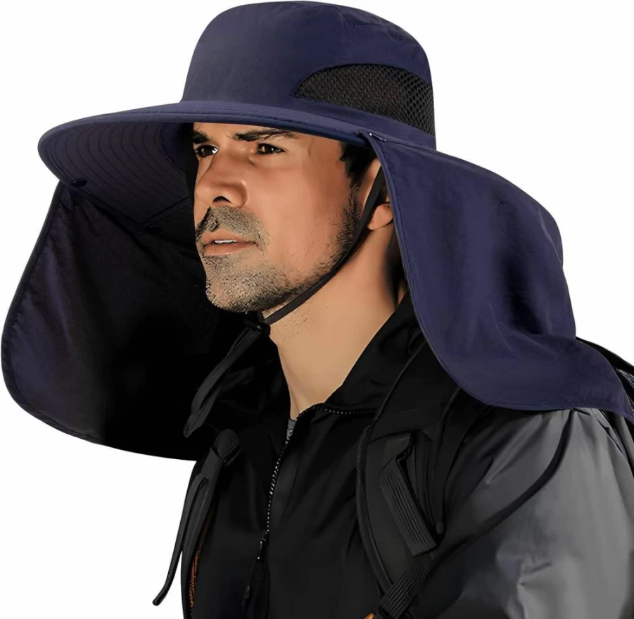 DOCVIT UPF50+ Sun Hat for Men & Women - Waterproof Wide Brim Bucket Fishing Hat with Neck Flap for Outdoor UV Protection