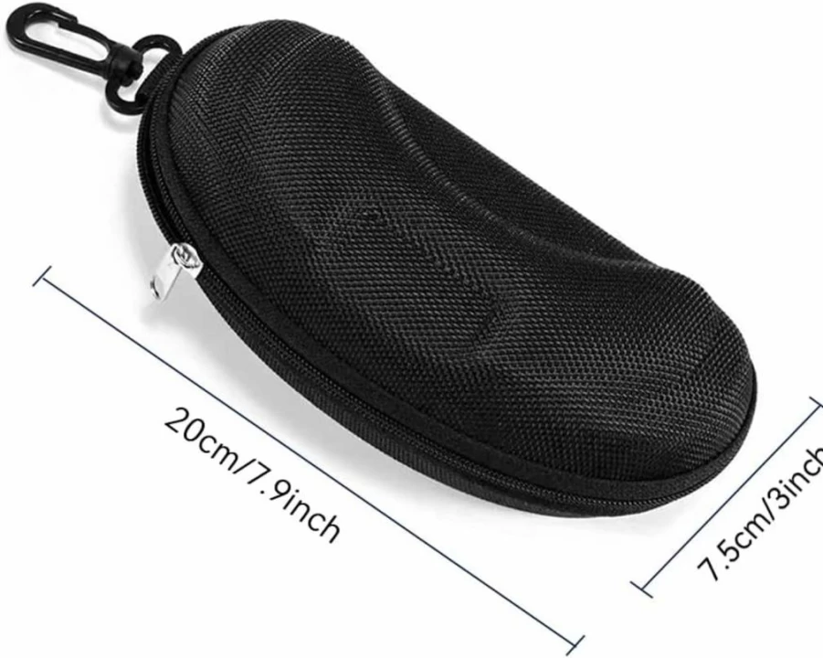 Yamrots 2 Pack Durable Zippered Hard Sunglasses Cases with Plastic Hook for Travel & Eyewear Protection